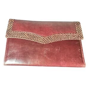 Handcrafted Women's Lambskin Leather Wallet Clutch Brown Vintage Elegance